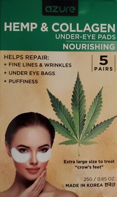 ''Azure'' Hemp & Collagen Under Eye Pads Nourishing 5 Pairs