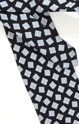 STEFANO RICCI Platinum Tile Black Silk Luxury Men's Tie Made Italy