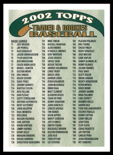 Topps Traded & Rookies 2002 #NNO lista de verificación 1 de 2 - Imagen 7 de 8