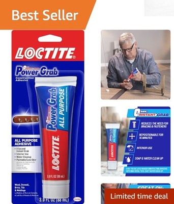 Versatile Power Grab Adhesive - 3 Fl Oz Repositionable Glue for DIY Projects