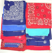 Vintage Fast Color Bandanas 12Pc 100 Cotton Scarves Blue Turquoise Red
