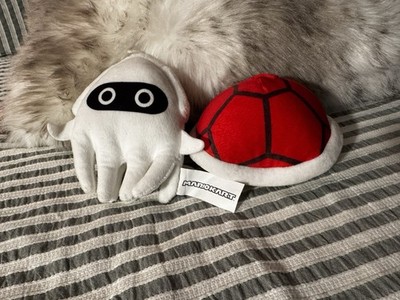 Mario Kart Blooper 6 and Red Turtle Shell 5.5 Plush Toys Lot of 2