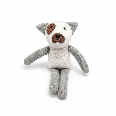 Anko Kmart Woven Knit Grey & White Puppy Dog Baby Plush Soft Toy 22 cm / 9''