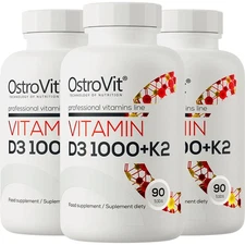 VITAMIN D3 1000 IU + K2 - 90-360 Tablets –mineralization stability muscle health