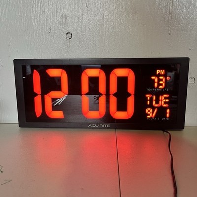 AcuRite 75127 14.5'' Oversized LED Clock w/ Indoor Temperature & Date Wall/Desk