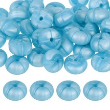 50Pcs 14mm Silicone Lentil Beads, Loose Abacus Bead for DIY Matte Blue 