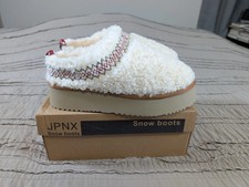 JPNX Snow Boots Fuzzy Slippers Slip On Clogs Women 7.5