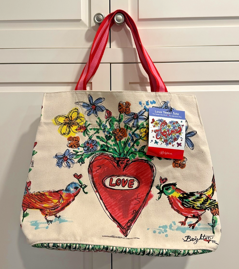Brighton Love Tweet Tote Canvas Bag NEW Retails $100 Colorful - Main Image