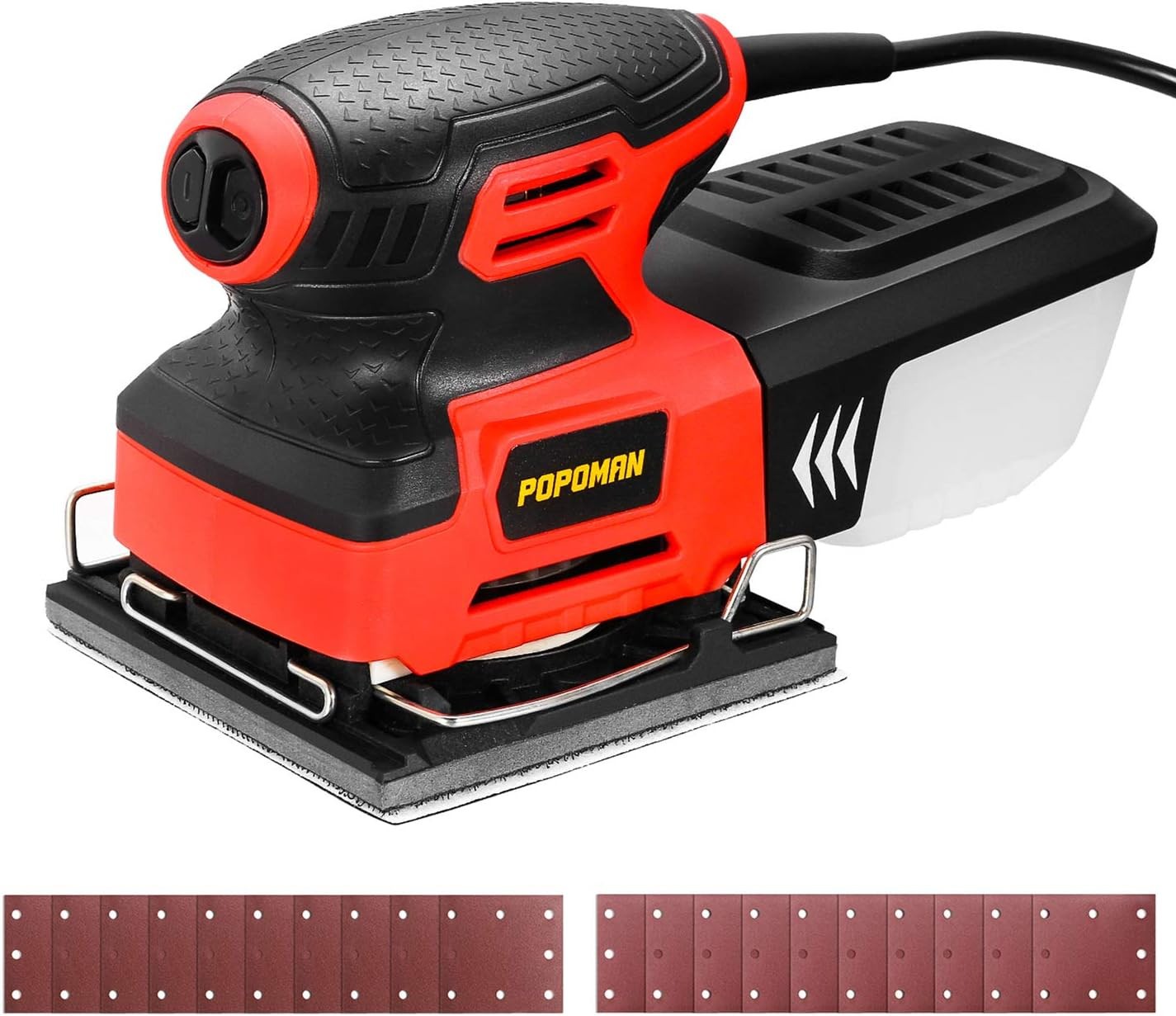 Popoman Electric Sander, 1/4 inch Sheet, 13,500 OPM, 2 Amp, Corded  MTW800A-240W