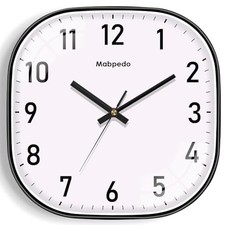 Wall Clocks Battery Operated Silent Wall Clock, Non Ticking 12 Inch Black