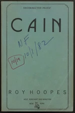 Roy HOOPES / Cain Uncorrected Proof 1st 1982