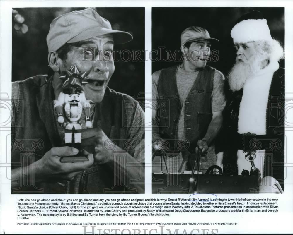 1988 Press Photo Jim Varney and Oliver Clark in 