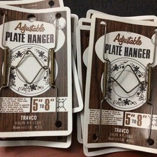 8 Vintage TRAVCO Adjustable Plate Hanger for Plates 5”to 8” Made In USA