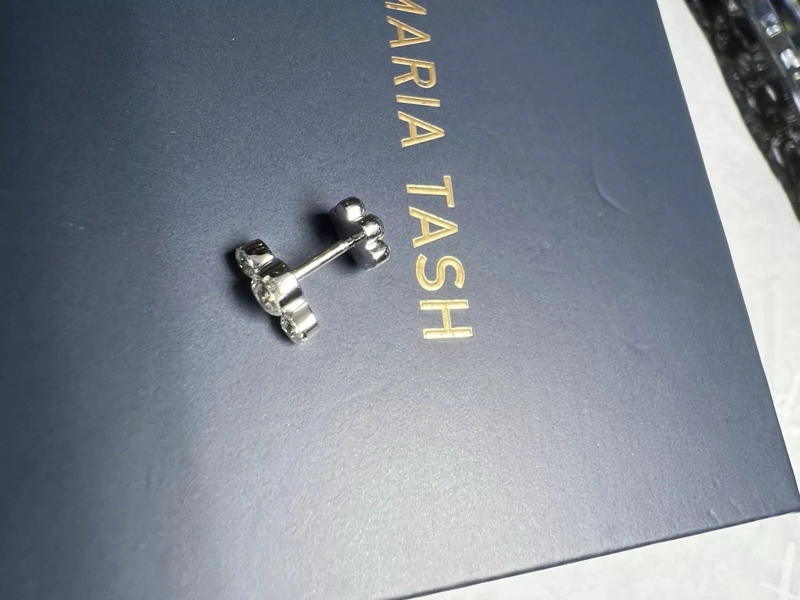 Maria Tash Invisible Set Three Diamond Curve Threaded Stud Earring RRP £2020 New image 8