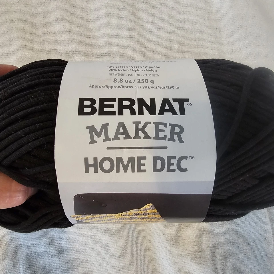1 madeja para hacer Bernat decoración del hogar voluminoso #5 hilo negro algodón nailon 317 yardas Foto 2 de 4