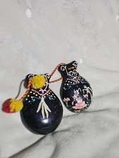Vintage Collectible Handmade Wooden Castanets Featuring Flamenco Dancers 1960s