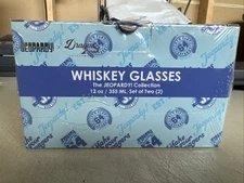 Box Set of 2 Jeopardy! Dragon Glassware Blue Diamond 12 oz Whiskey Glasses