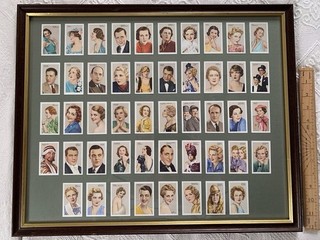 Vintage Early 20th Century Film Star Cigarette Cards Framed Collection