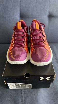Under Armour W7.5 FLOW Breakthru 4 BD Baltic Plum-Yuzu Orange Basket Ball Shoes