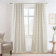 100 Blackout Windowpane Plaid Linen Curtains Double Layer Farmhouse Drapes 96 I