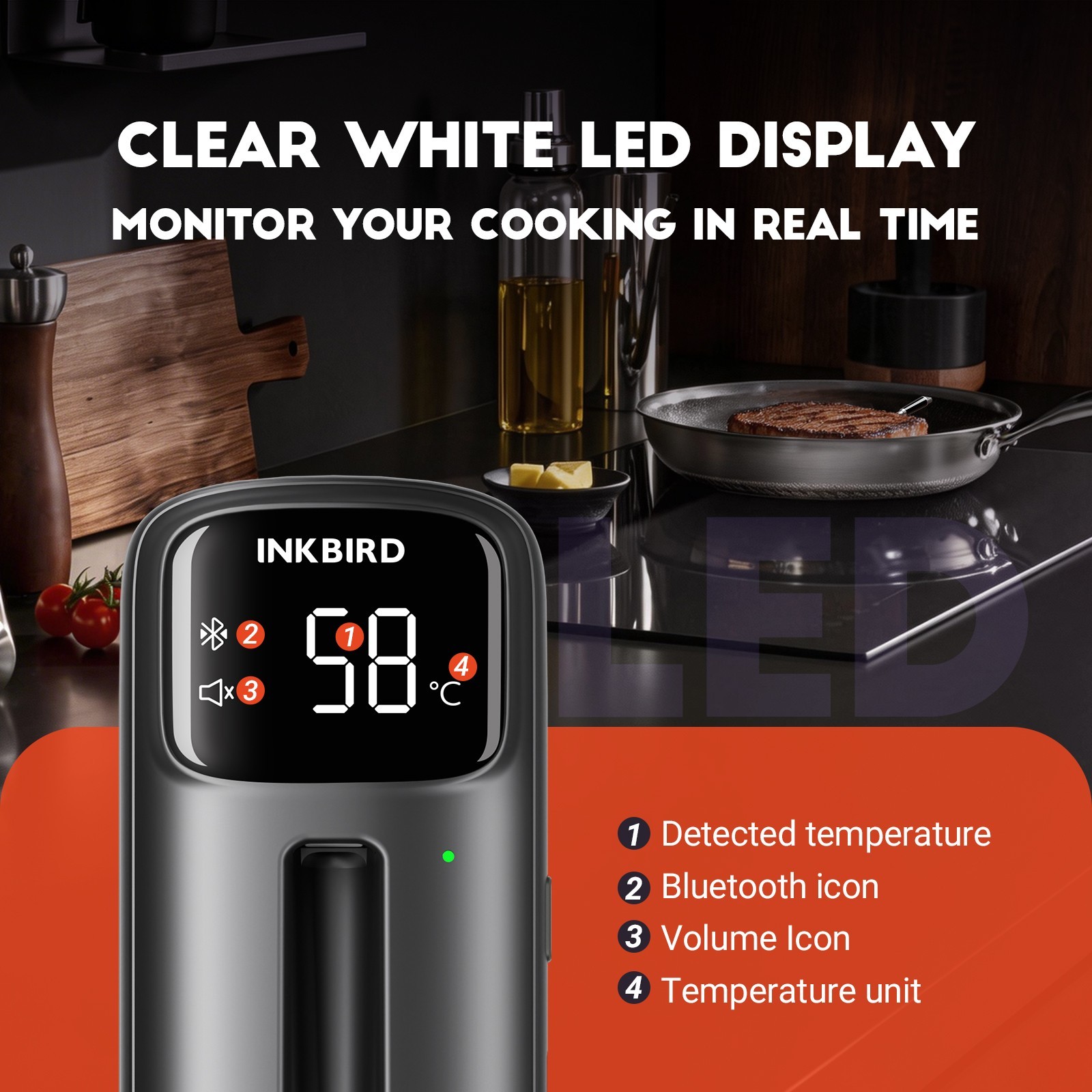 INKBIRD INT-11C-B Wireless Bluetooth Meat BBQ Thermometer Grill Oven Smoker C/F — image 11