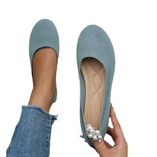 Womens Ballet Dolly Pumps On Ladies Shoes Size Light Ballerina Flat Casual Slip