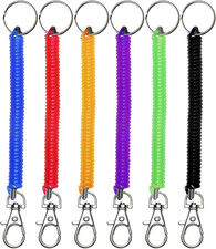 6Pcs Spiral Retractable Spring Coil Keychain Theftproof Anti-Lost Stretch Cord S