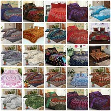 Mandala Duvet Cover Indian Hippie Queen Size Doona Quilt Cover Boho Bedding Set