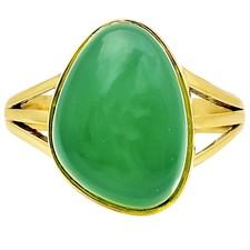 18K Gold Over Brass Natural Green Onyx Ring s.10 Jewelry RM-1006