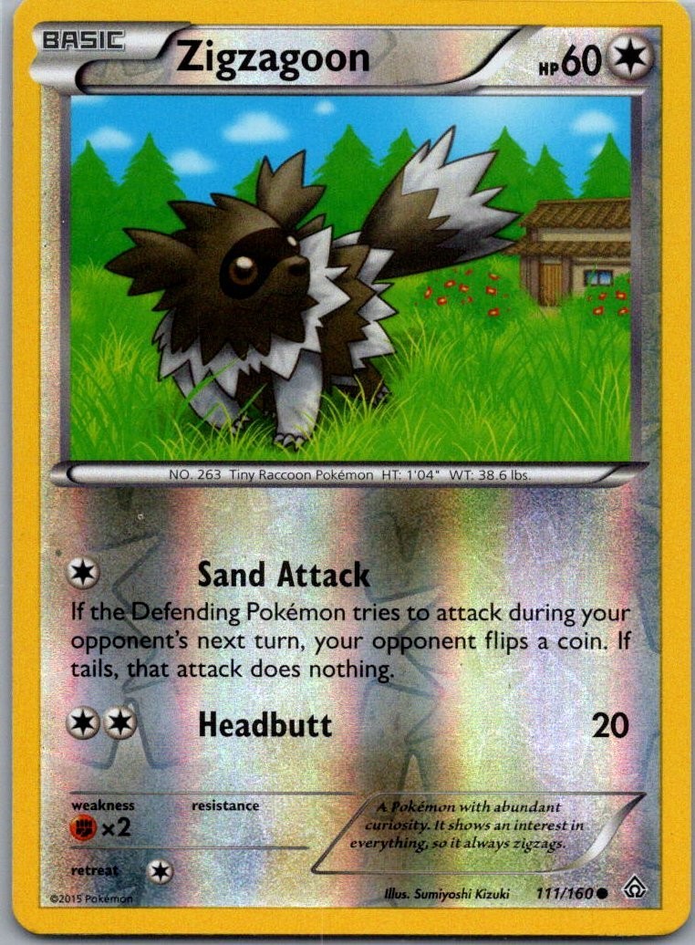 Zigzagoon 111/160 XY—Primal Clash Common English Reverse Holo LP