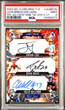2024 WILD CARD TRIPLE RC AUTO JORDAN LOVE/ DREW BREES/ CALEB WILLIAMS 1/1 PSA 9