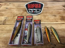 Vintage Rapala Husky Jerks (5) HJ-10, HJ-8 Colors-S, G & TSD Bass Fishing Lures