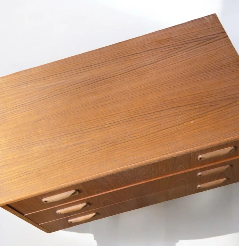 Cómoda de teca fresca G Plan de 3 cajones, par de camas x 2 promo Foto 4 de 4