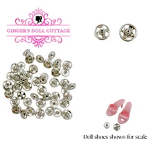 25 SETS Tiny Round Sewing Snaps Silver For Doll Clothes Making 4/0, 4mm, 0000