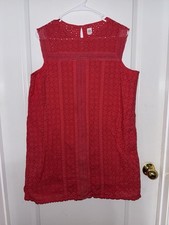 Gap Ladies Sleeveless Lace Eyelet Red Dress Size Large
