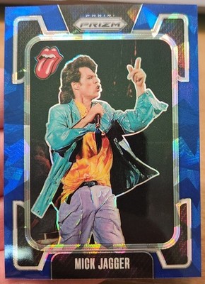 MICK JAGGER ROLLING STONES 2025 PRIZM BLUE CRACKED ICE REFRACTOR 18/75 #10
