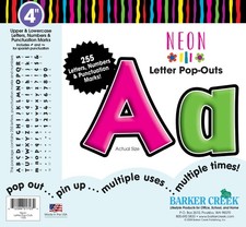 Barker Creek 4 Inch Neon Letter Pop Outs Set 255 Die Cut Upper Lowercase Pieces