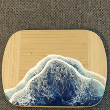 Bamboo - Resin Ocean Wave Design - Breakfast Board - 6" x 8"