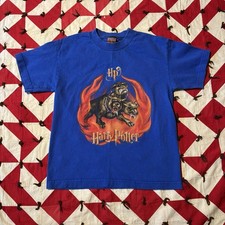 Vintage Harry Potter Dog T Shirt Youth M Flames Blue Faded 2000