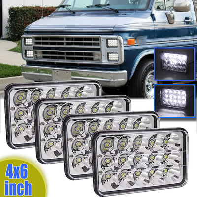 Fit Chevrolet G10 G20 G30 1978-1991 4x6'' LED Headlights High/Low Sealed Beam DOT