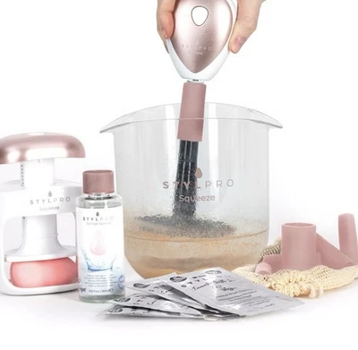 Stylpro Spin And Squeeze 2in1 Makeup Brush And Sponge Cleaner Quick And Easy