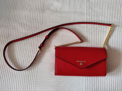 Michael Kors Tasche Handtasche Clutch Bag Rot echt Leder Crossbody  NEU TOP
