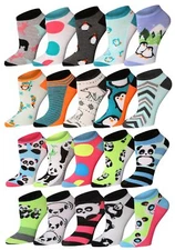 Tipi Toe Women's 20 Pairs Crazy Unique Colorful Patterned Low Cut Socks