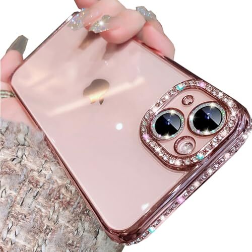 Clear Glitter Case for iPhone 15 Plus, Luxury Bling Sparkly Diamond Pink - Picture 2 of 7