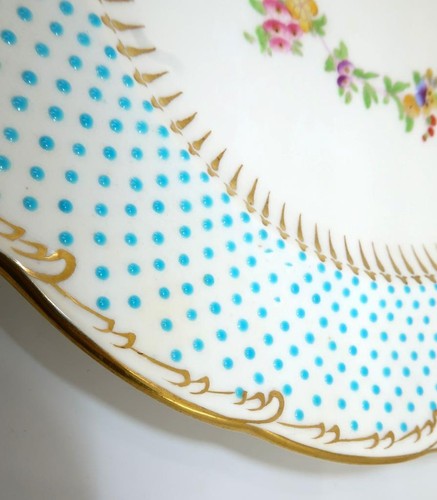 Minton G7347 Tiffany & Co. Polka Dot Polk Blue w/ Flowers Dinner Plate 9 7/8"(D) - Picture 4 of 4