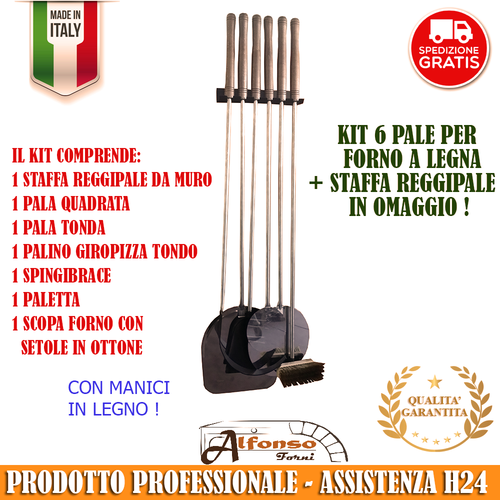 KIT 6 PALE ACCIAIO TONDA PIZZA PALA PANE QUADRA TIRA BRACIA PALINO SCOPA  PALETTA | eBay