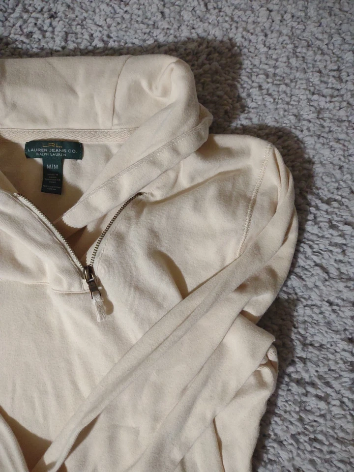 Pullover mediano Ralph Lauren Y2K media capucha color crema para niños Foto 2 de 4