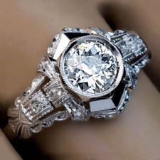 Art Deco Christmas Gift 1.54CT CZ Beautiful Ring for Women 925 Silver Plated