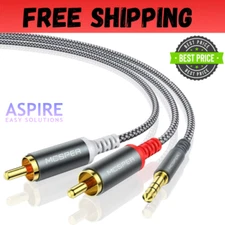 RCA to 3.5mm AUX Cable, (6.6 Feet) 3.5 mm 1/8 to RCA 2-Male Headphone Jack Adapt