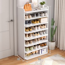 8 Tier Entrance Shoe Cabinet Wooden Shoe Rack Tall Storage Shelf Footwear Stand